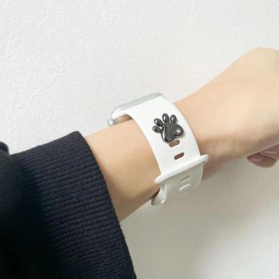 China Stainless Steel Dog Watch Band Charms For Apple Watch Band Accessories Magic Button On Silicone Band for sale