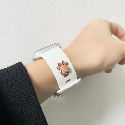 China Decorative Stainless Steel Silicone Watch Strap Band Halloween Studs Watch Parts For Apple Watch Band for sale