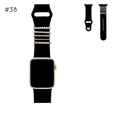 China Stainless Steel Button Bar Words Letter Magic Watch Band Charm For Apple Watch Band Sets for sale