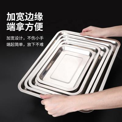 China Easily Cleaned 304 Stainless Steel Tray Rectangular Commercial Household Steamed Rice Dish Barbecue Dish for sale