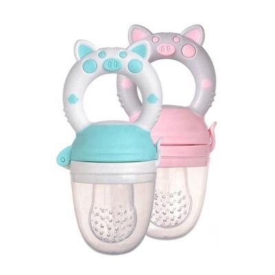 China BPA Free Silicone Baby Fruit Vegetable Food Milk Bottle Baby Food Feeder With Teething Toy Pacifier for sale