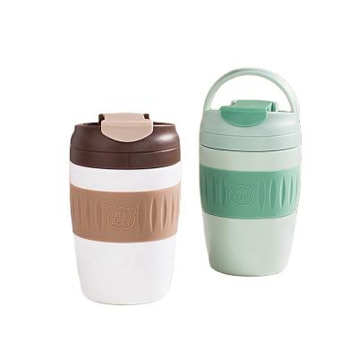 China New 304 Stainless Steel Vacuum Cup Car Office Coffee Cup Viable High End Gift Tumbler With Handle And Straw for sale