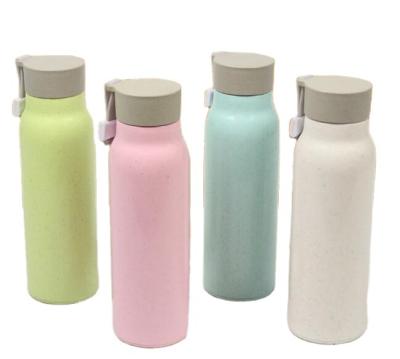 China PORTABLE Ready To Ship Wheat Straw Vacuum Glass Cup Portable Water Bottle Flask Factory Customized for sale