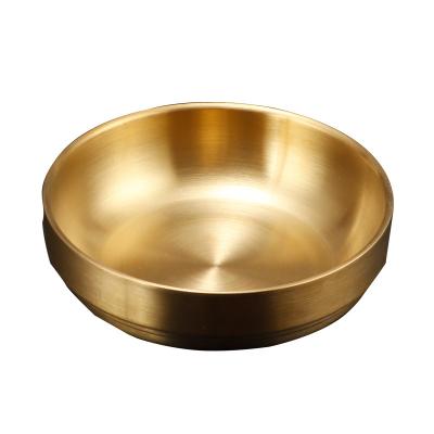 China Durable High Quality Cheap Stainless Steel 304 Dish Double Wall Gold And Silver Color Unbreakable Bowl for sale