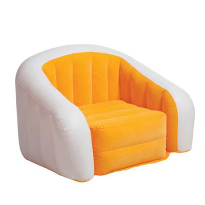 China Round U-Shape Leisure Flocked PVC Inflatable Single Sofa for sale