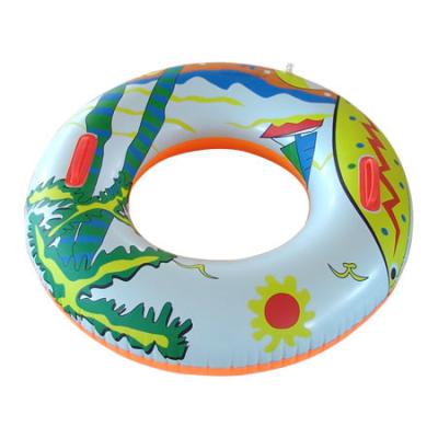 China Inflatable water swim ring with two handle,customized cartoon printing colors for sale