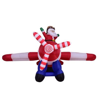 China Fabric Inflatable Christmas Holiday Santa Claus with Air Plane Decoration for sale