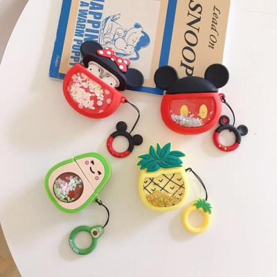 China 360 Full Protection For Your Earphone Silicone Cartoon Quicksand Cute Avocado Strawberry For Airpods Case Fruit Liquid Pineapple For Airpods Case Glitter for sale