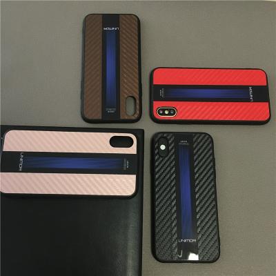 China With tpu+pc+acrylic+carbon leather new stylish mobile phone PU UNIMOR carbon fiber PU gentleman phone case for sale