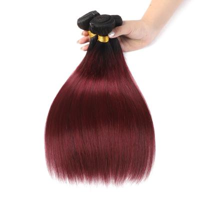 China Wholesale 1b/99j Ombre Brazilian Silky Straight Human Hair Weave Bundles 100% Virgin Hair Extension 10-30inches for sale