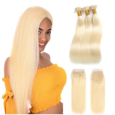 China Silky Straight Wave Virgin Remy Eurasian Hair Cabelo Color Wefted Bundles Blonde 613 Hair Weave , Platinum White Hair WEAVE >=20% for sale