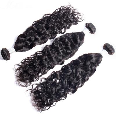 China Curly Water Wave Water Wave Bundles With 4*4 Lace Closure Brazilian Hair Weave Bundles Remy Human Hair 3 Bundles 8-28 Inch Natural Black for sale