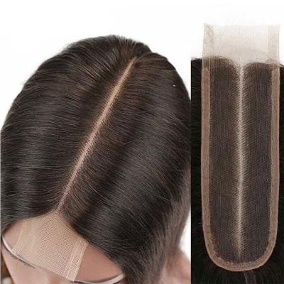 China Preplucked Medium Deep Lace Closure 2x6 Lace Closure 2x6 Lace Closure Piece Soft Thick Straight Body Straight Barely Shedding With Natural Baby Hair Color for sale