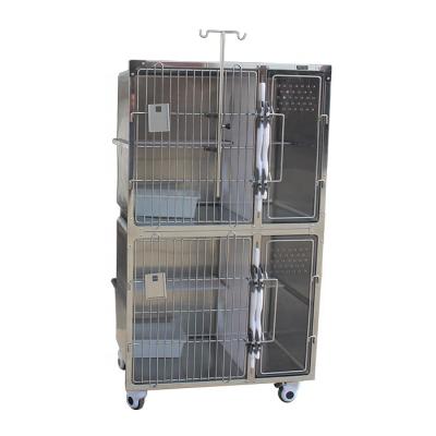 China Breathable Veterinary Stainless Steel Cat Treatment Cage With Infusion Pole for sale