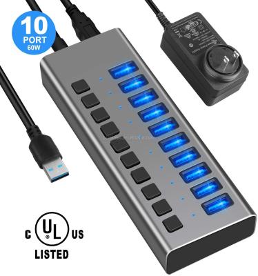 China Mobile Devices .desk computer good quality port usb 3.0 hub with electrical switches usb computer power charger individual switch for sale