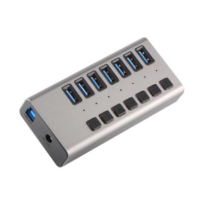 China Mobile Devices Computer Factory Price 7 Splitter 7 Port USB 3.0 Hub .desk 12V 3A Multiport USB with Different Power Switches for Macbook Pro for sale