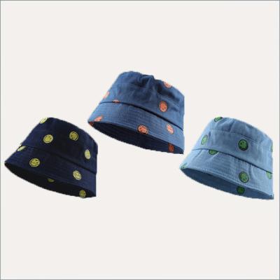 China Bucket Hats Wholesale Japanese Cute Smile Fisherman Hat Face Bucket Basin Hat Sun Protection Visor for sale