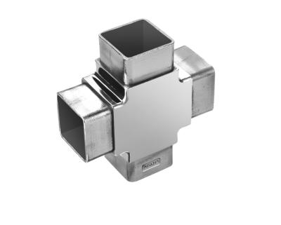 China Construction Casting 4 Way Stainless Steel Square Tube Connector 40mm for sale