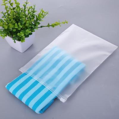 China Recyclable Wholesale Custom Logo Frosted Plastic Bag Clothes Zip To Lock Self Sealing Bag Apparel Packaging Frosted Zipper Bags Printed Logo for sale