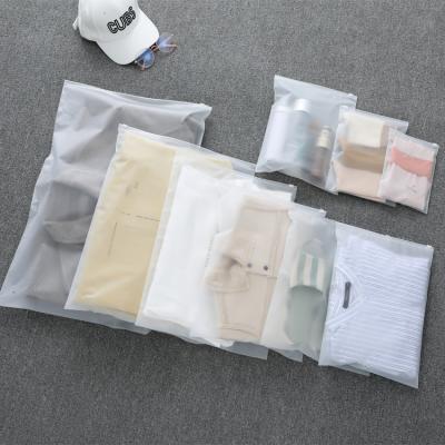 China Recyclable Custom Apparel Packaging Bags For Hoodies Clear Plastic Frosted Zip Lock Custom Apparel Bags With Logo For Clothing for sale