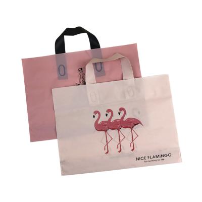 China Reusable PE Handbag Packaging Handle Plastic Colorful Foldable Shopping Bag Woman Store Custom Bag for sale