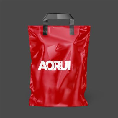 China Factory Recyclable Premium Printed Logo Plastic Bag Foldable Custom Direct On Line Shopping Bag With Soft Loop Handle With Bottom Gussets for sale