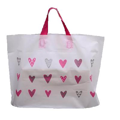 China Custom reusable boutique reusable clear packaging logo handled plastic shopping bag with foldable for sale