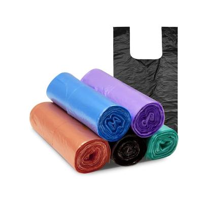 China Hot Sale Disposable T-shirt Free Sample Plastic Garbage Bags Garbage Bags On Flat Roll For Hotel Home Kitchen Storage Garbage for sale