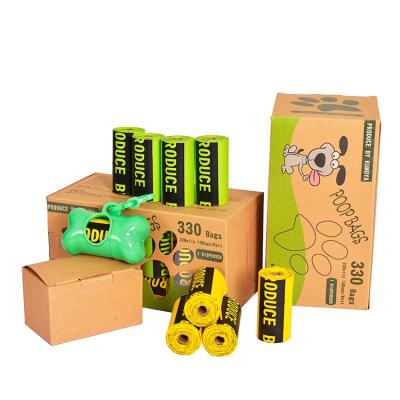 China Disposable box packing 16rolls poop bags dog supplies with leak proof rated bag poop dispenser earth black green blue dog colorful for sale