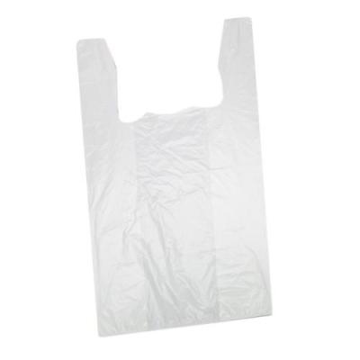 China Disposable Grocery Package HDPE Clear Plastic Flower HDPE Plastic T-shirt Type Carry Out Bags For Shopping for sale