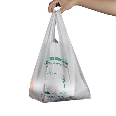 China Food Grade Recyclable Biodegradable T-Shirt Factory Fast Foods Printed Plastic Bags With Dispenser Open System Shopping Thank You Bag for sale