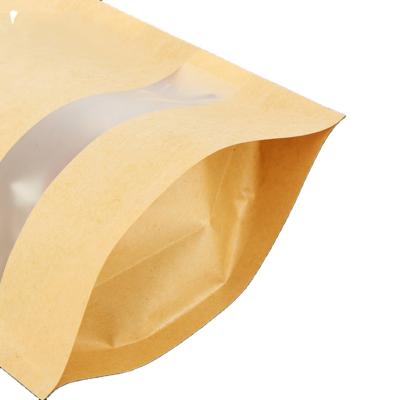 China Best selling biodegradable zipper zipper lock stand up kraft paper bag 1 kg withte brown kraft paper bag with window and zipper for sale