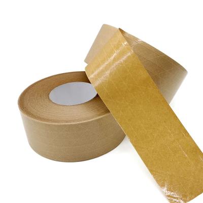 China Fita de embalagem reforçada fibra de vidro de papel autoadesiva de Flatback Kraft da fita da embalagem de Brown à venda