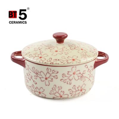 China Sustainable hot selling ceramic pot kitchen cookware pot porcelain with cover for sale