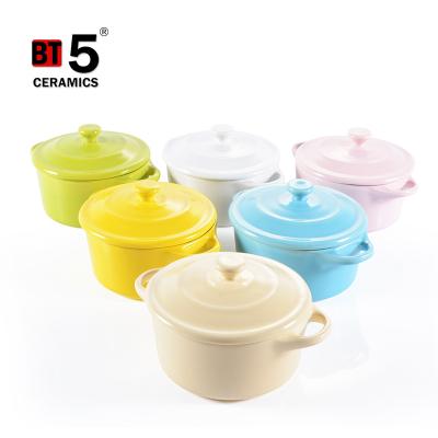 China With Lid And Handle Mini Ceramic Soup Pot Mini Casserole Dish Min With Several Color for sale