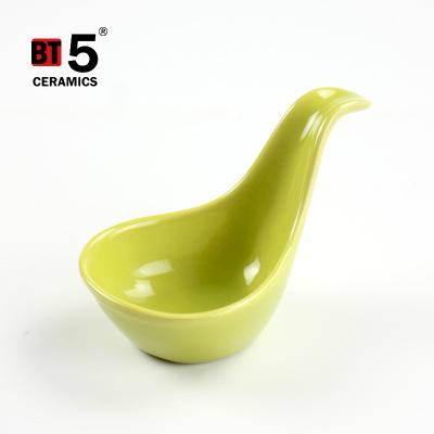 China Sustainable Ceramic Sauce Dish With Handle Ceramic Tapas Roll Tableware Kitchen Restaurant Snack Dish Universal for sale