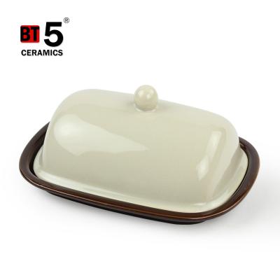 China Viable Newcomer Color Ceramic Simple Butter Dish with Lid, Butter Keeper, Butter Keeper with Cover for sale