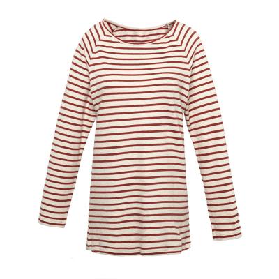 China Comfortable And Casual Brick Red Long Sleeve Match All Clothes Striped Long Sleeve Pajamas for sale