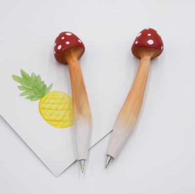 China Vegetables mushroom handmade pen wooden hand carved adversting handmade promotion mushroom pen for sale