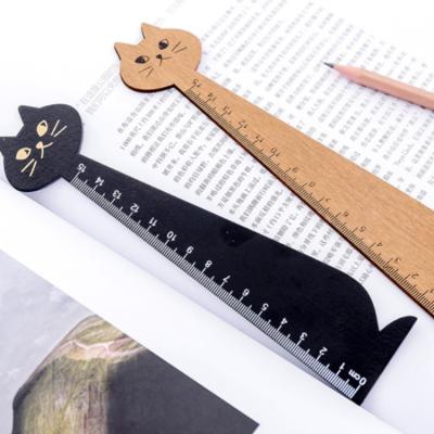 China Early Education Mini Cat Shape Animal Kids Toy Solid Wood Ruler for sale