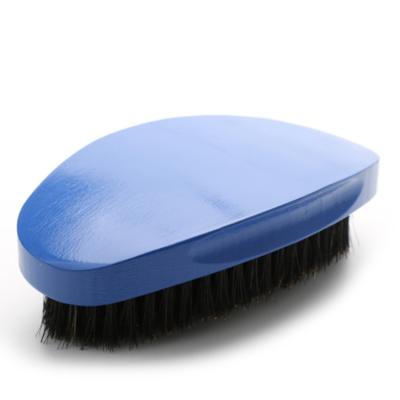 China Natural Pure Black Shaving Brush Bristle Customized Logo Blue Curved Handle Beard Brush for sale