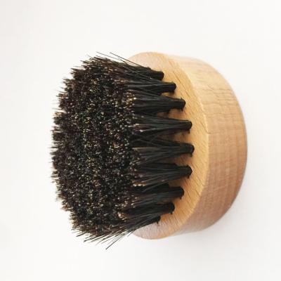 China Wholesale Wooden Round Beard Trimming Brush Men's Beard Brush Boar Hair Beard Brush for sale