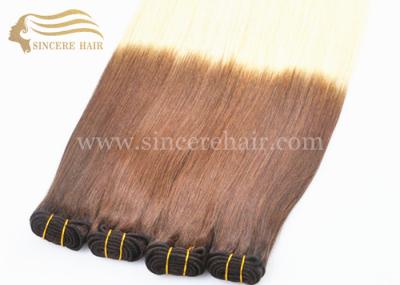 China Top Quality 55 CM Straight Ombre Blonde Remy Human Hair Weft Extensions For Sale for sale