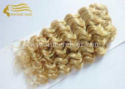 China New Fashion Hair Products, 30 CM Blonde #613 Curly Remy Human Hair Weave Extension for Sale for sale