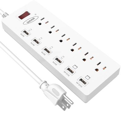 China New Home Universal Standard 6 Power Strip and 6 USB Port Wall Mount US AC Standard Outlets Power Strip for sale