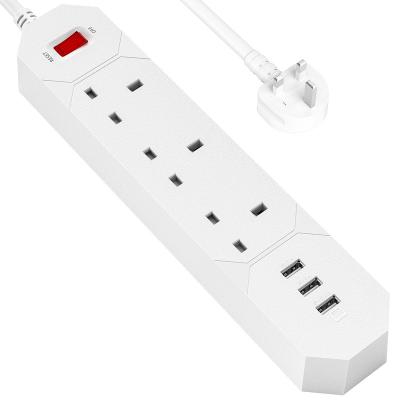 China Power Strip Home Multiple Socket Surge Protection 3 AC Standard Outlets And 3 USB Wall Mount Ports for sale