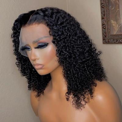 China Brazilian Deep Wave Remy Pre Plucked Pixie Wigs Jerry Curl Lace Frontal Wig Short Bob Hair Wigs No MOQ Jerry Curly 13x4 for sale