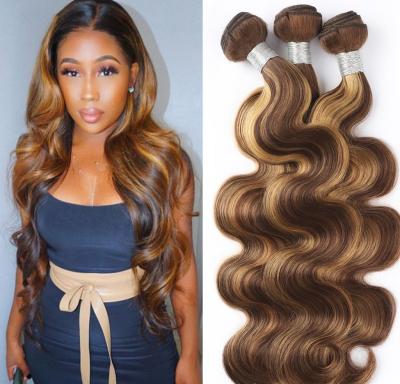 China Body Wave Best Quality 12A 100% Brazilian Virgin Hair Cuticle Aligned Hair Bundles TP4/27 Piano Color Body Wave Bundles for sale