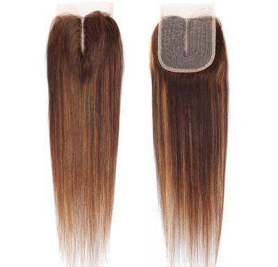 China Good Quality Brazilian Thin Silky Straight Piano Color 4X4X1 Lace HD Wave Frontal Closure, 100% HD Transparent Swiss Lace Vendor Frontal Hair for sale