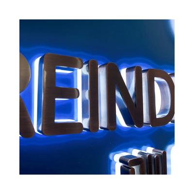 China Indoor/Outdoor High Quantity 3d Board Backlit Sign Led Stainless Steel Rose Gold Backlit Letters for sale